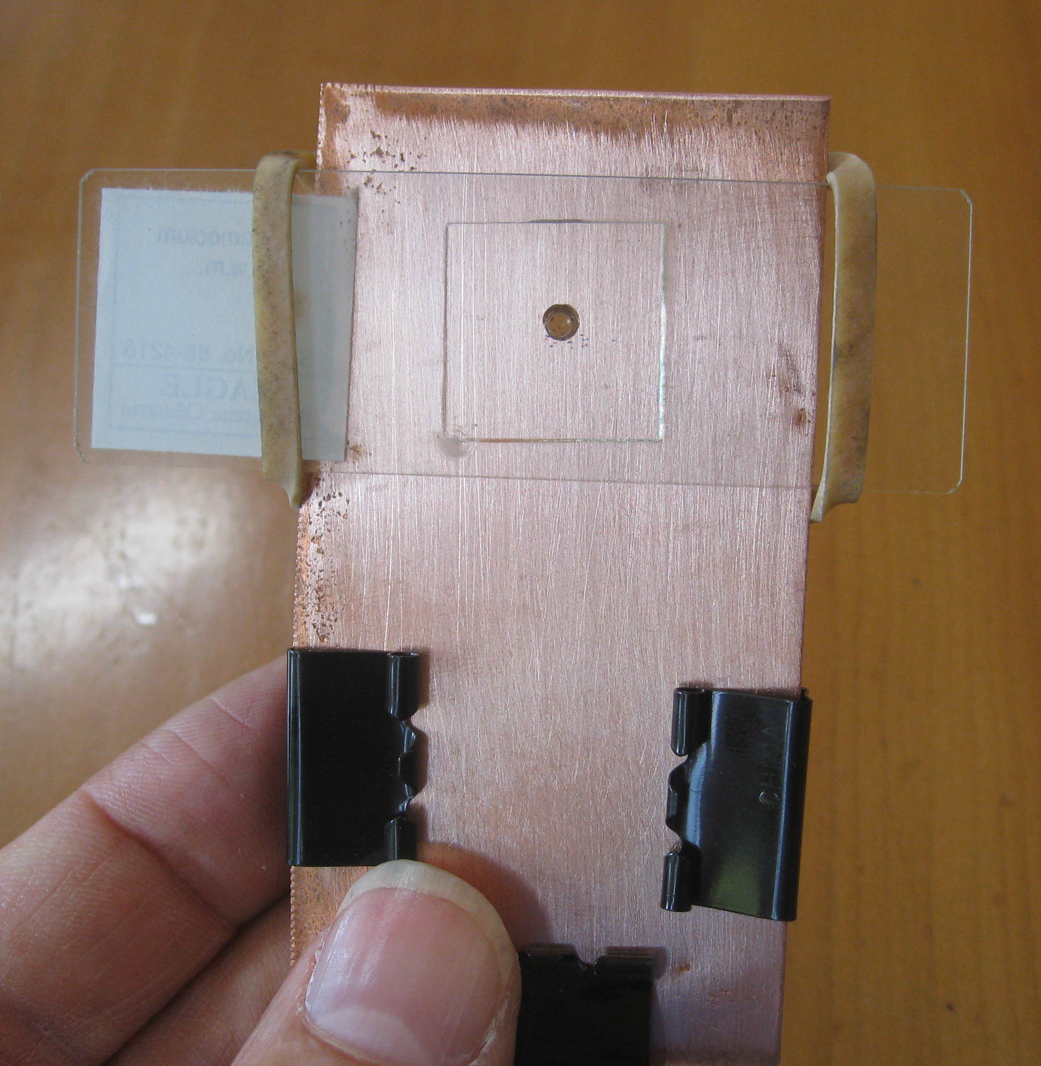 The back side of the microscope