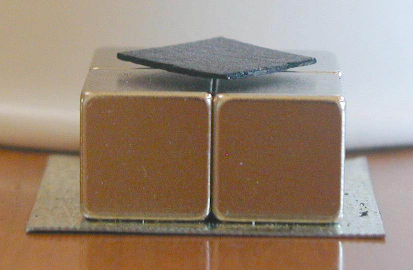 Looking down on the levitating graphite