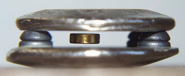 Closeup of levitating magnet